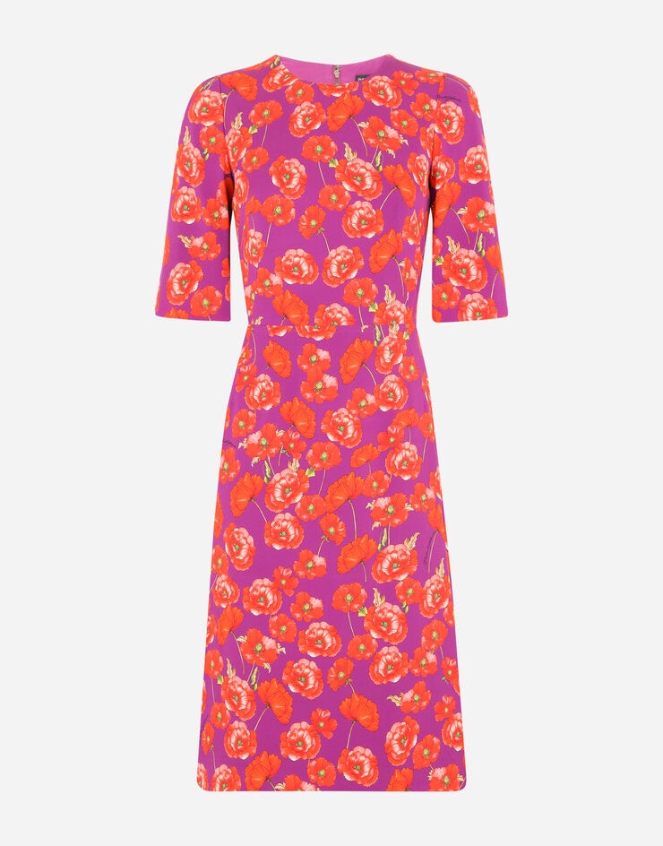 Poppy-print charmeuse midi dress - 3