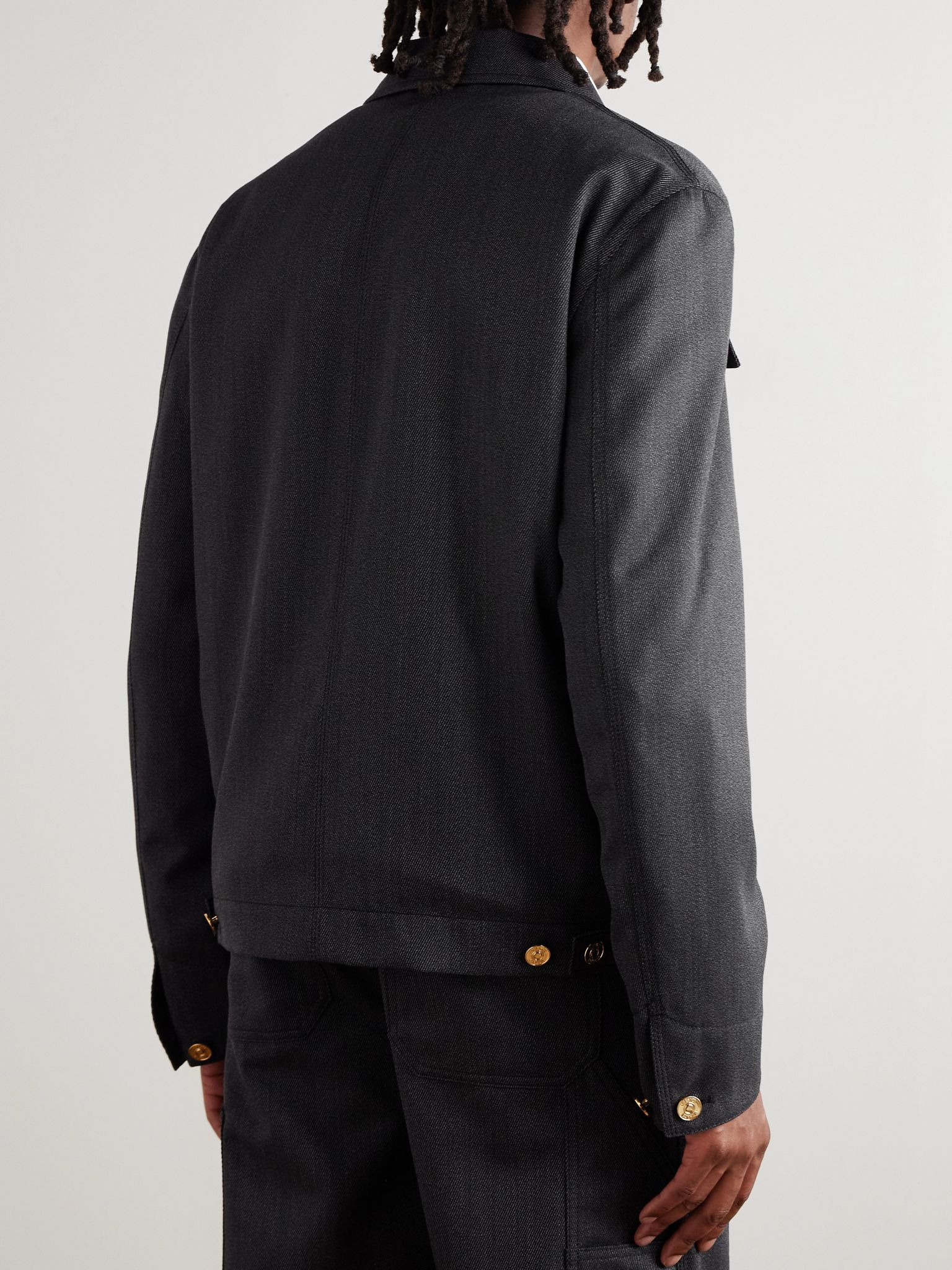 Embellished Wool-Mouliné Blouson Jacket Gray - 4