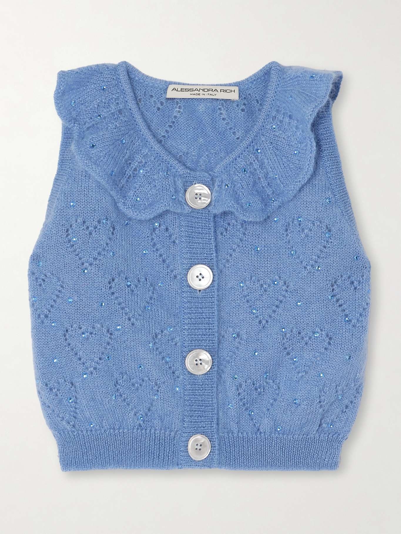 Cardigan Court Nine West En Laine Et Mohair Bleu Rayé - Taille S