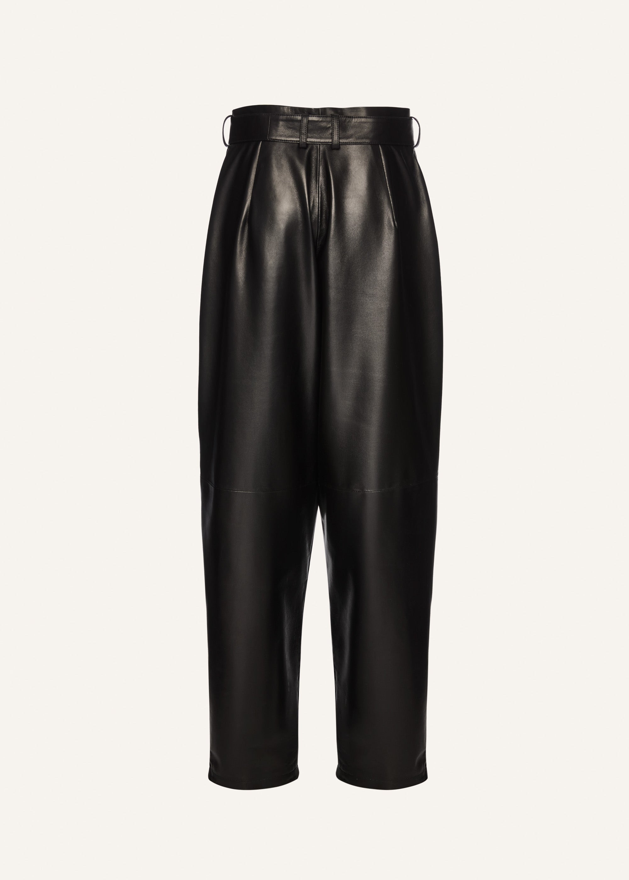 Belted leather pants in black - 2