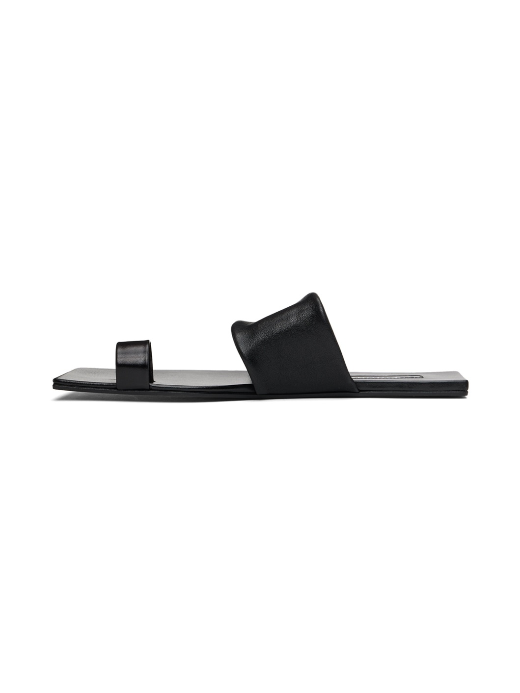 Black Square Toe Flat Sandals - 3
