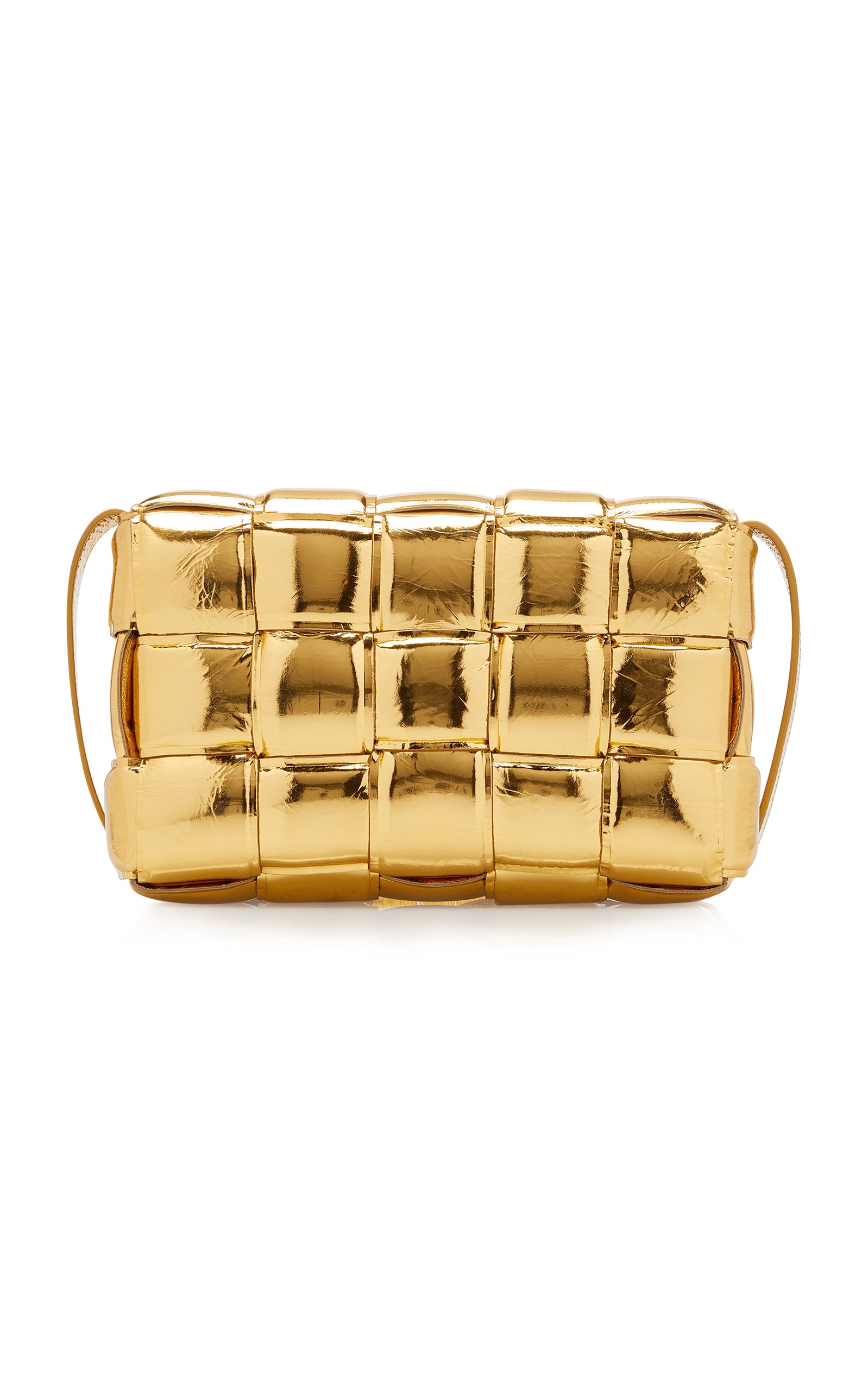 The Padded Cassette Metallic Leather Bag gold - 6