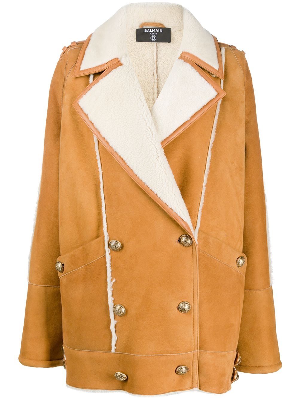 shearling double-breasted short coat - 1