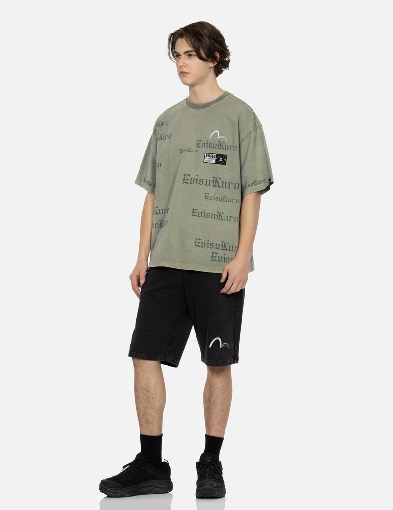 Allover Logo and Seagull Embroidery Loose Fit Pigment Dye T-Shirt 4