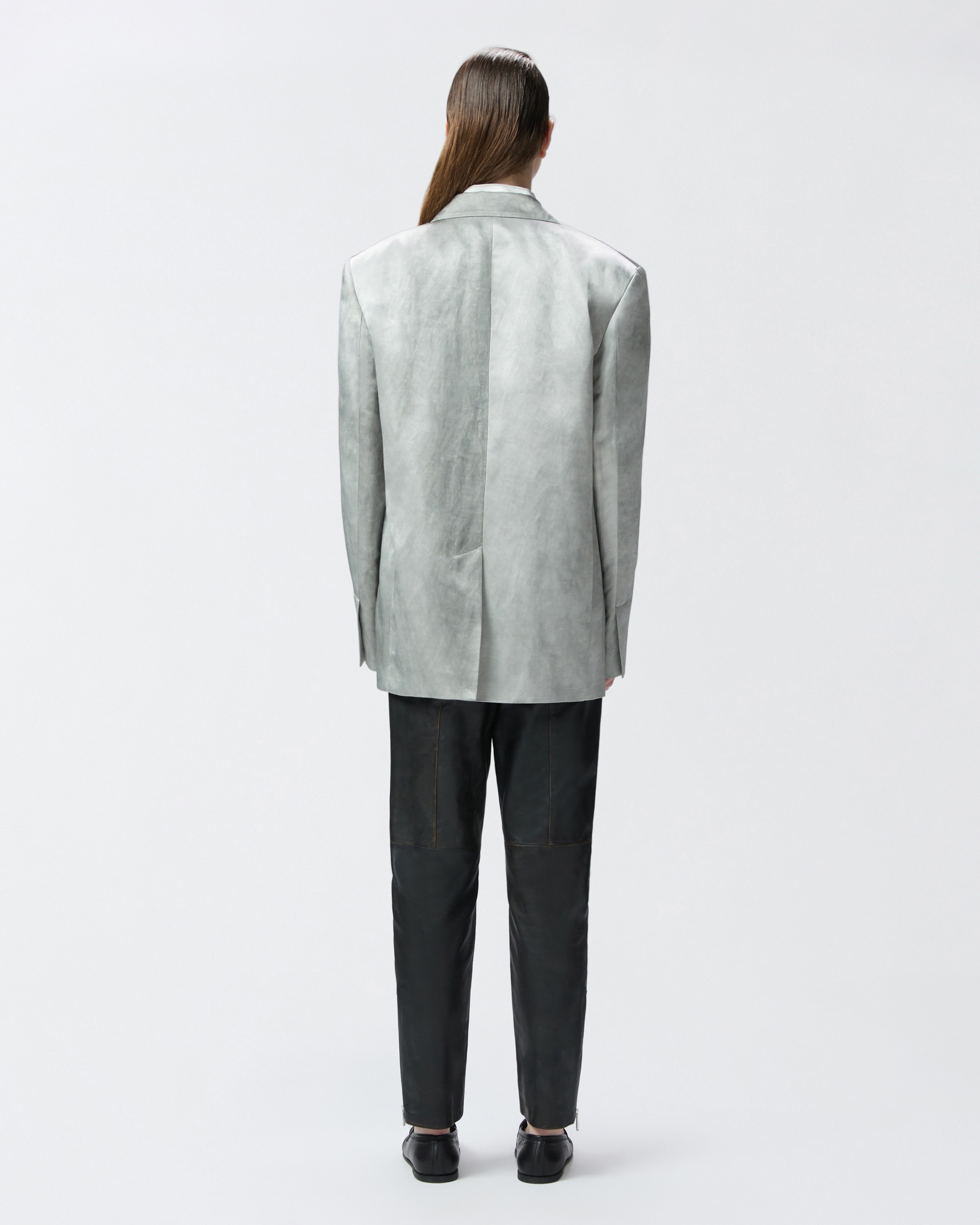 SINGLE-BREASTED BLAZER IN SLUB SATIN - 4