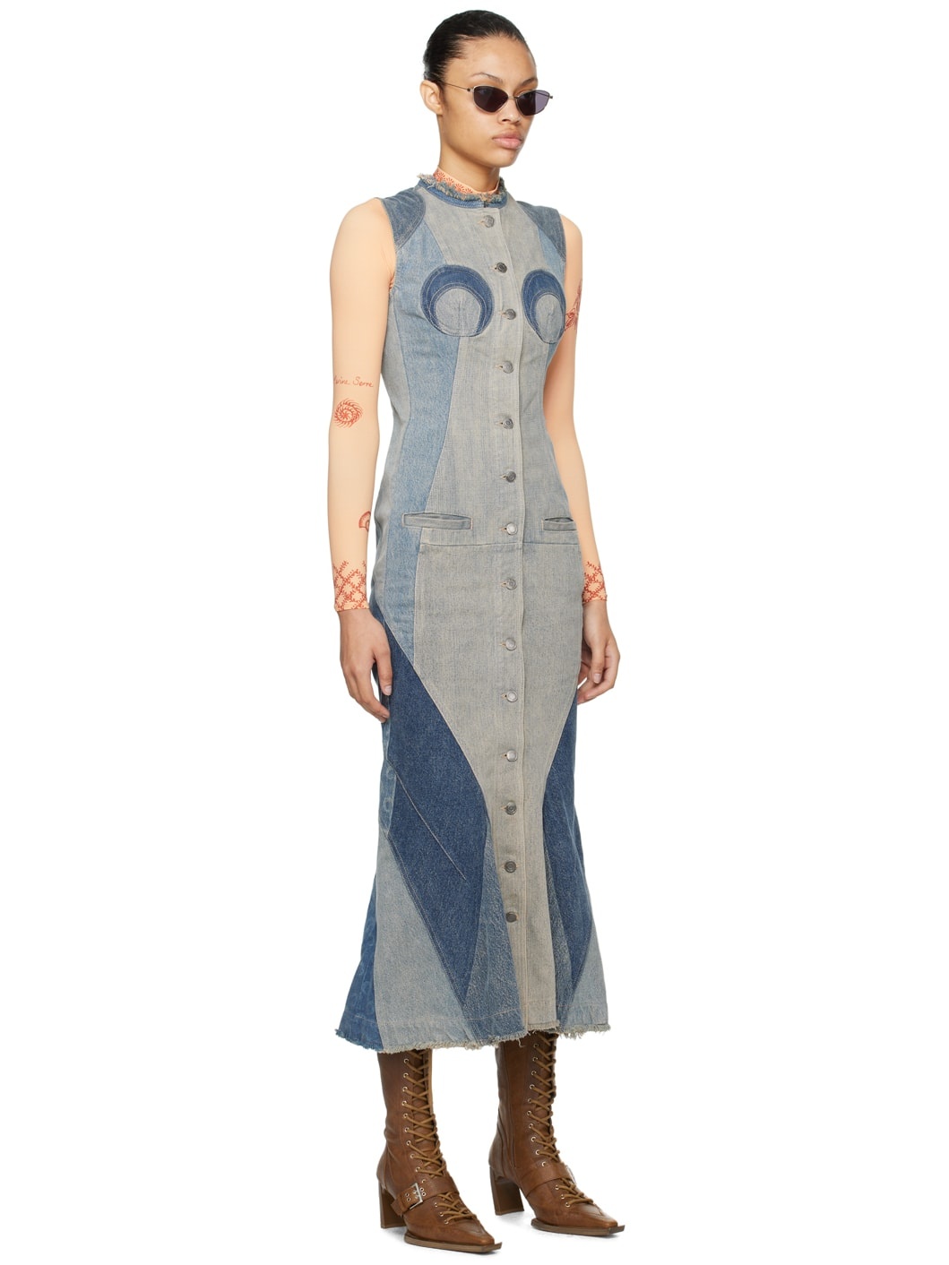 Blue Regenerated Denim Midi Dress - 2