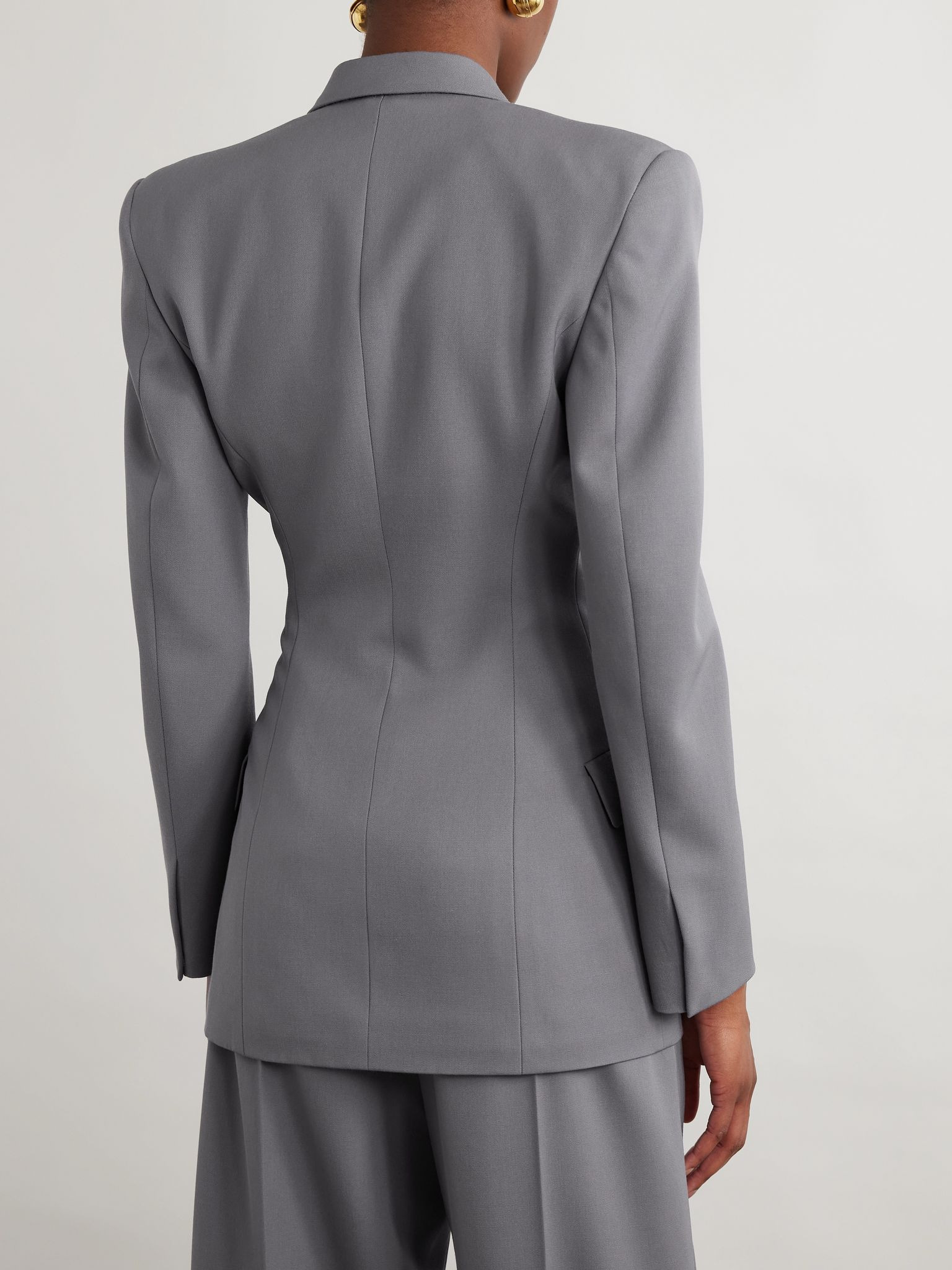 Double-breasted wool-gabardine blazer Gray - 4