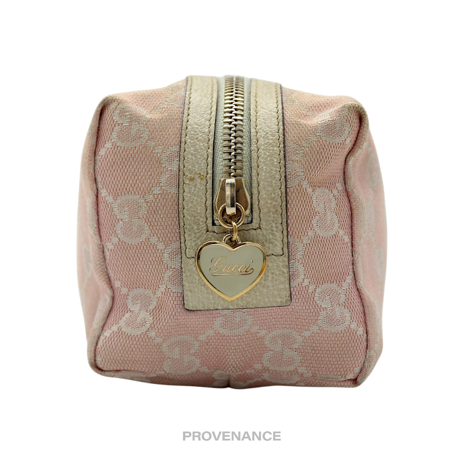 Gucci Cosmetic Pouch - Powder Pink GG Canvas Heart - 6