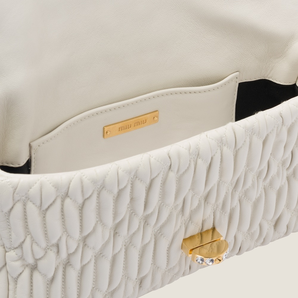 Miu Crystal Cloqué Nappa leather bag - 4