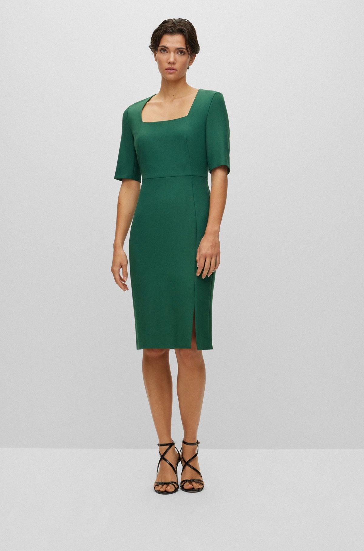SLIM-FIT DRESS WITH SQUARE NECKLINE - 3