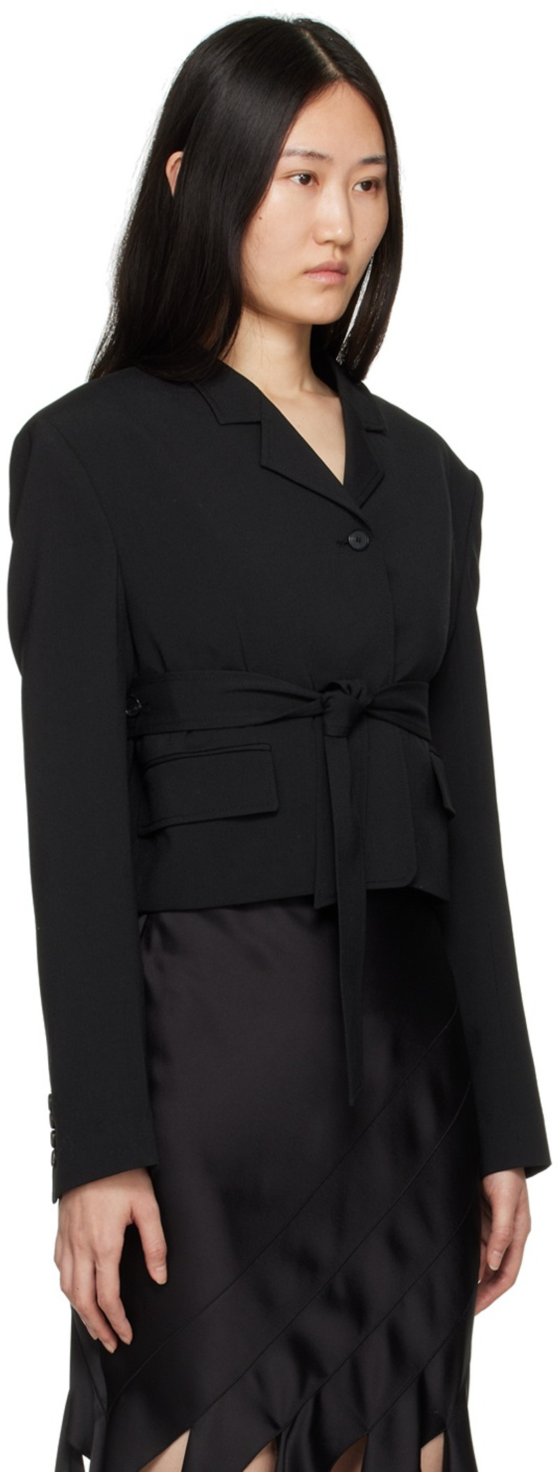 RECTO Black Cropped Blazer outlook