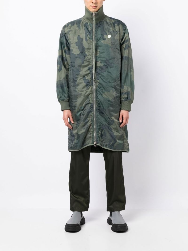 quilted camouflage zip-up coat - 2