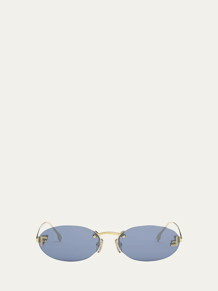 Embellished FF Oval Metal Sunglasses - 1