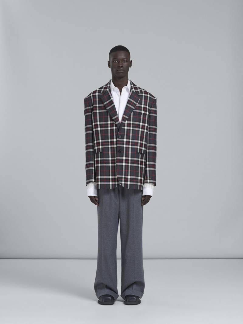 Marni GREY TARTAN WOOL BLAZER outlook