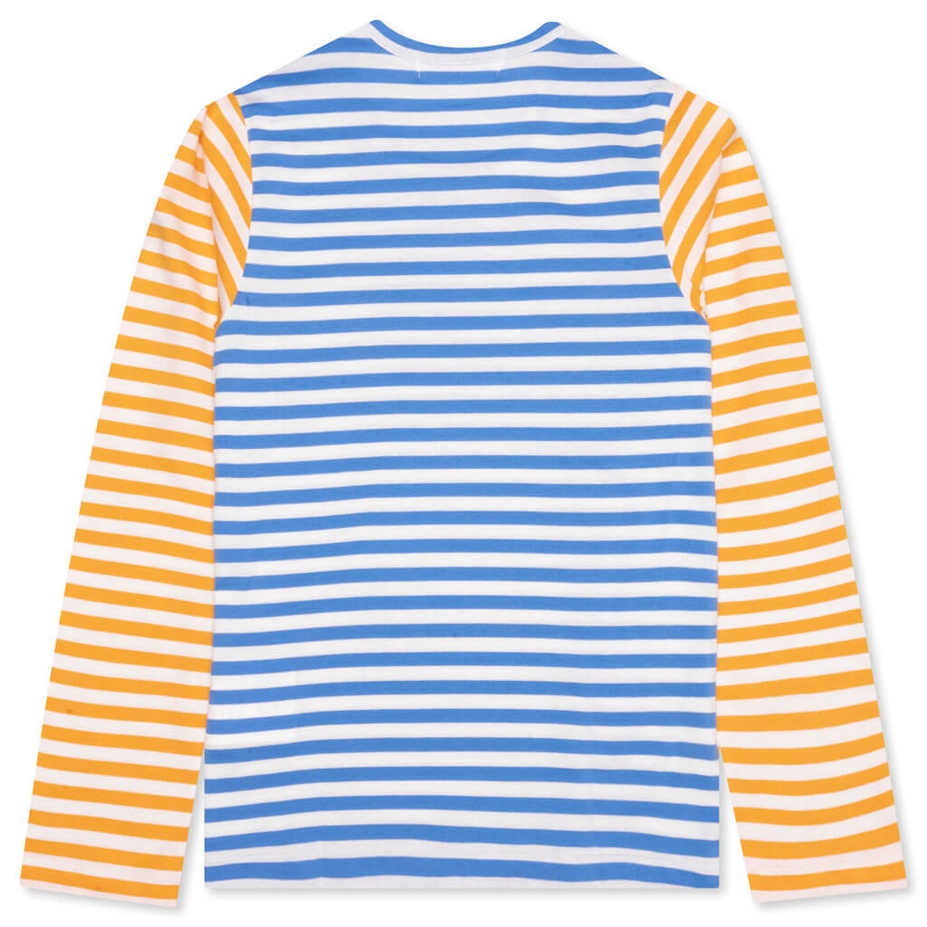 WOMEN'S BI-COLOR STRIPE T-SHIRT - BLUE/YELLOW - 2
