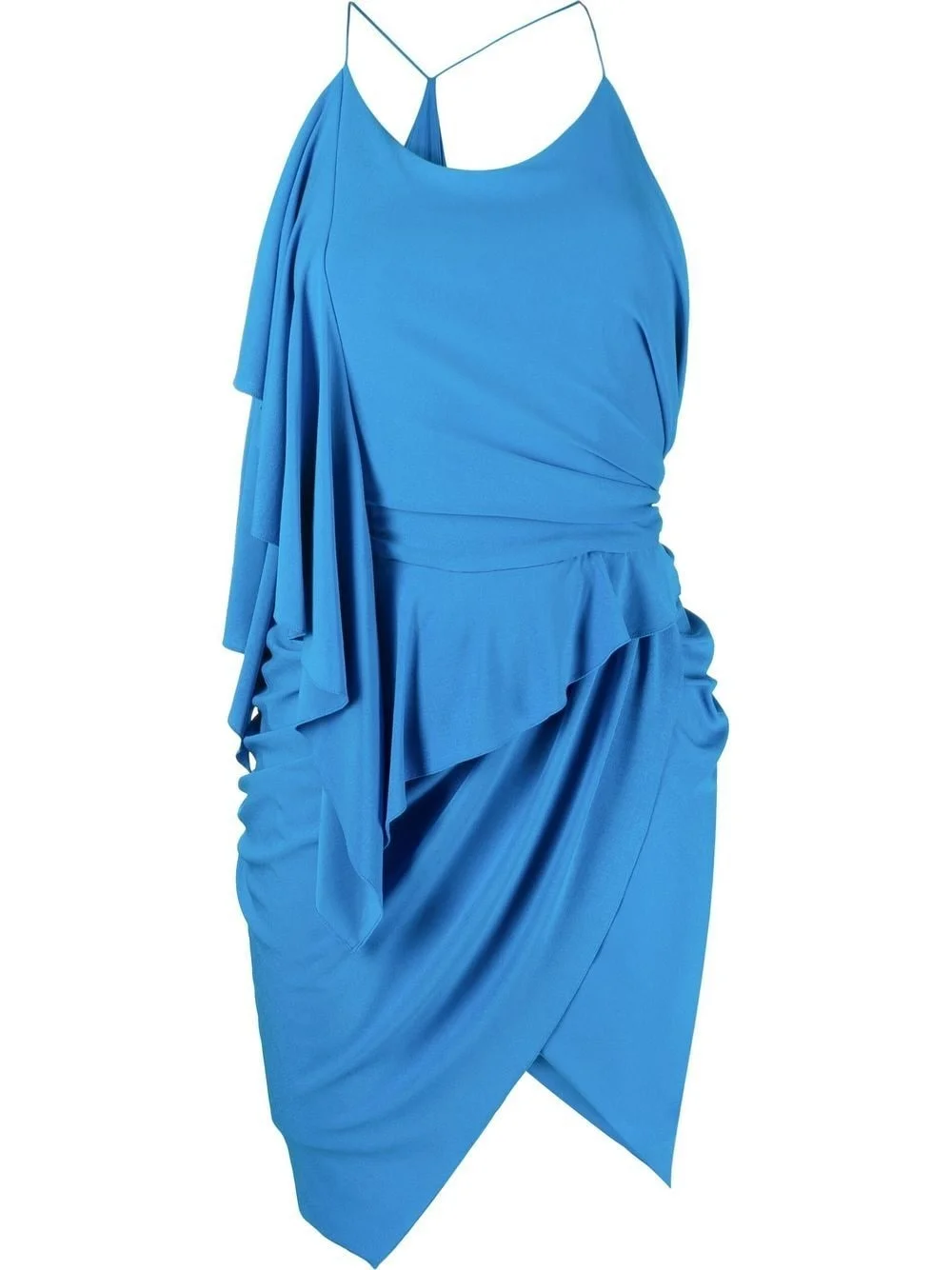 asymmetric draped-effect mini dress - 1