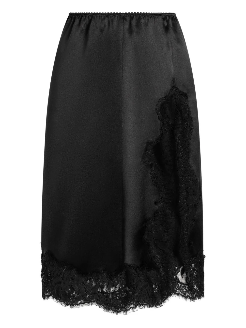 lace-insert satin skirt - 1
