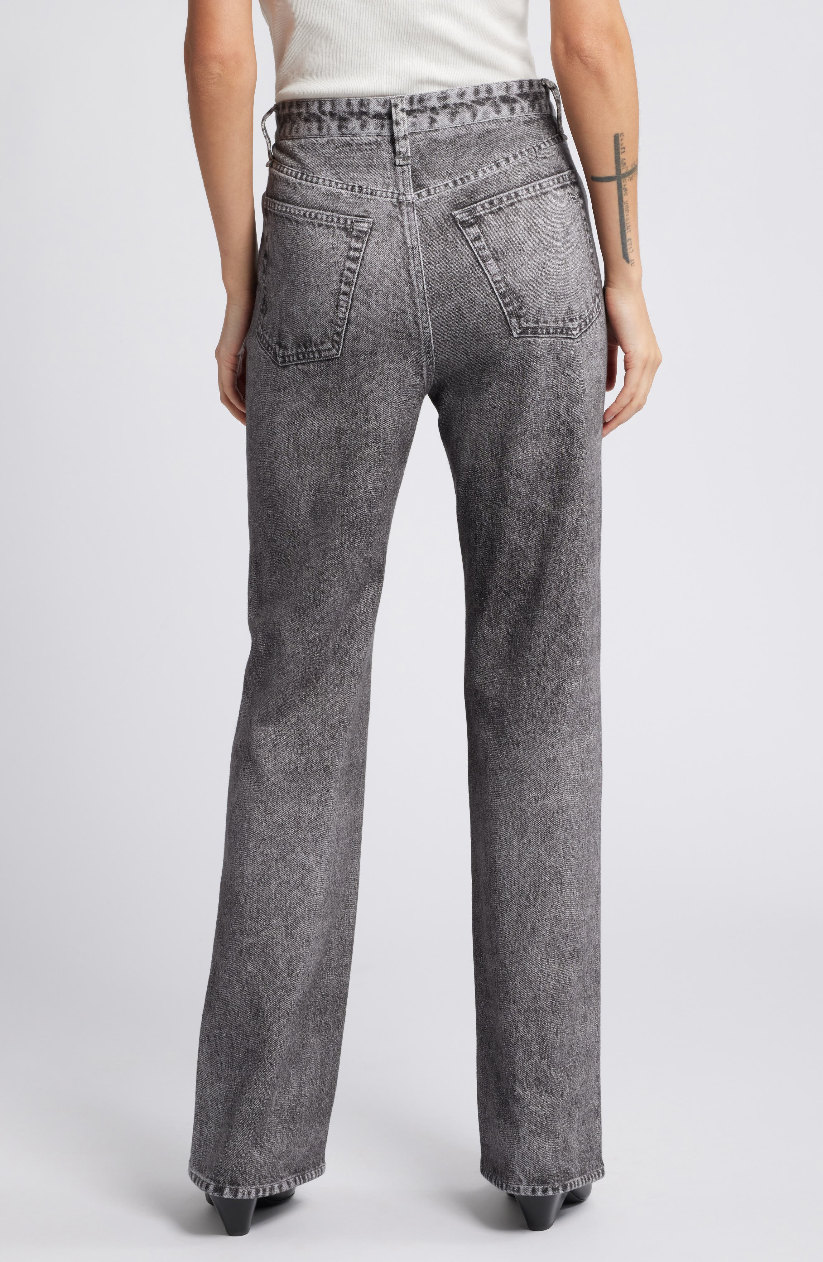 rag & bone Miramar Shea Relaxed Straight Cotton Terry Sweatpant Jeans in Raven at Nordstrom - 2