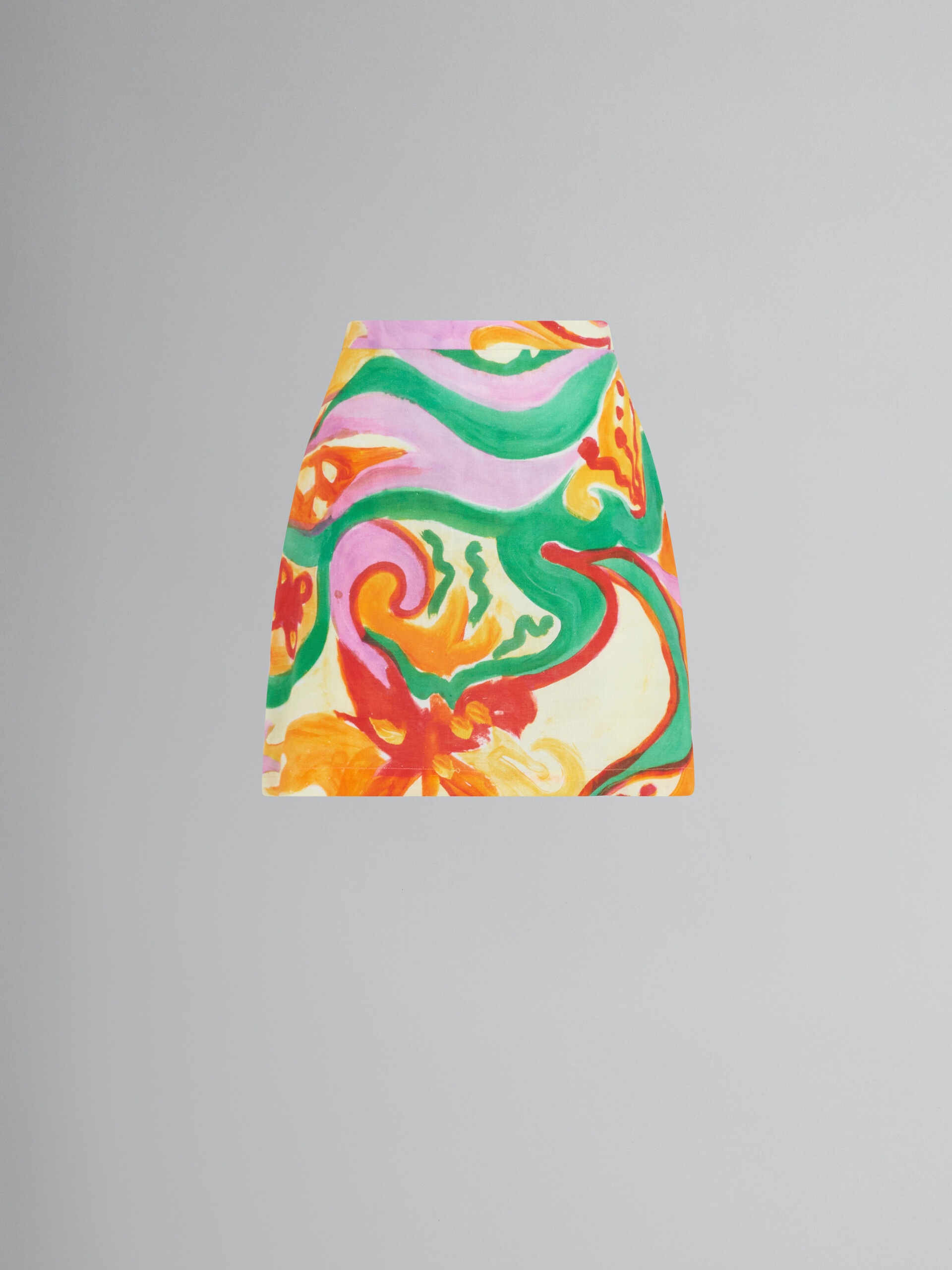 MARNI X NO VACANCY INN - LINEN-VISCOSE MINI SKIRT WITH CHIPPY BLOSSOM PRINT - 1