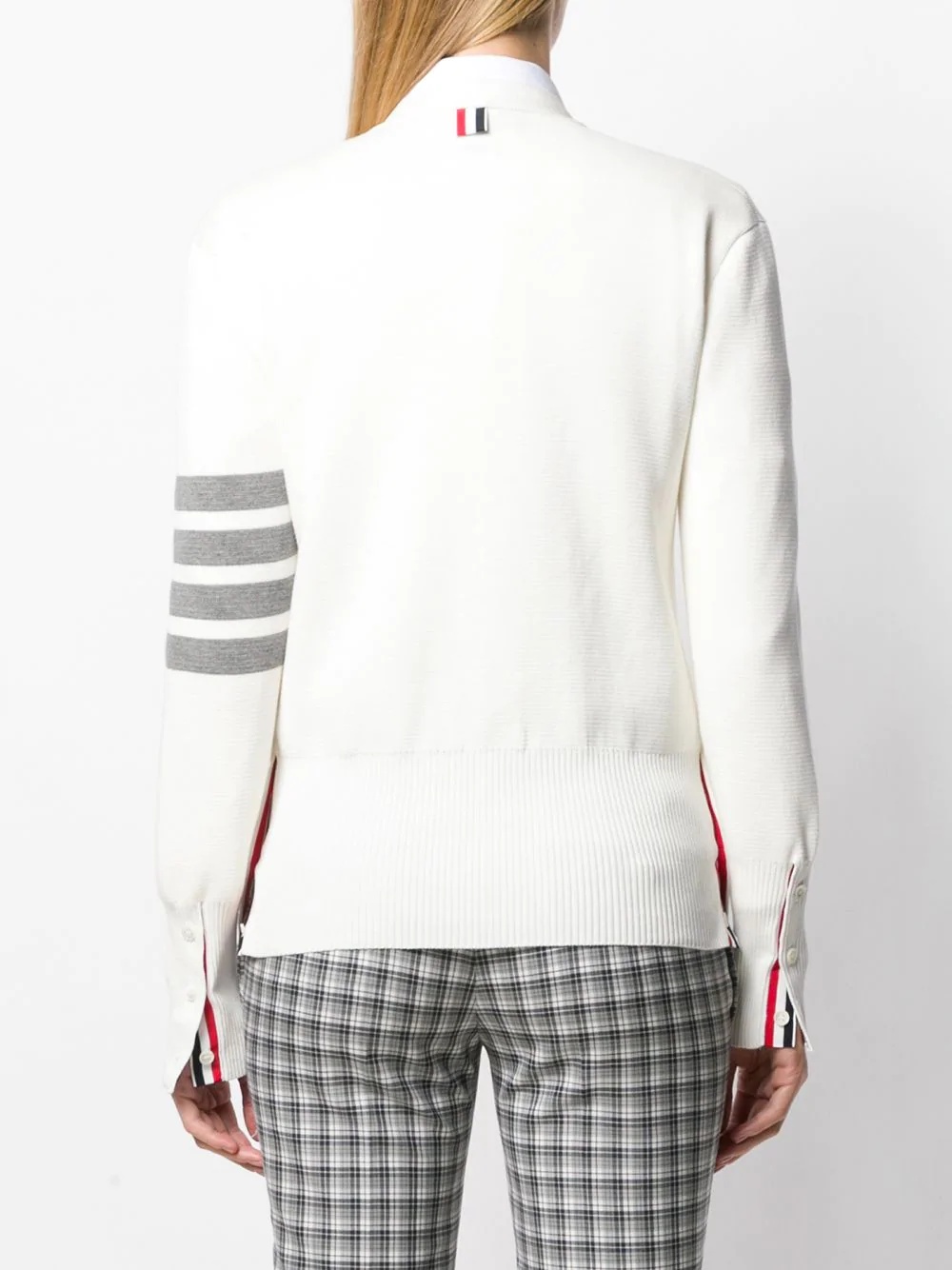 4-Bar crepe V-neck cardigan - 4