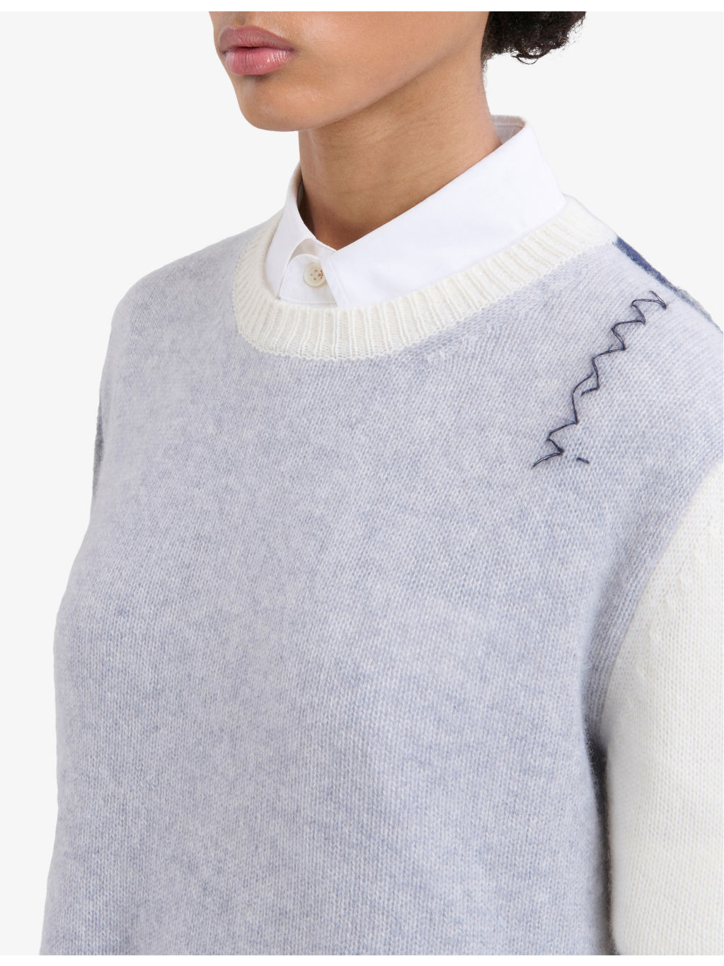 Logo-embroidered colour-block cashmere jumper - 5