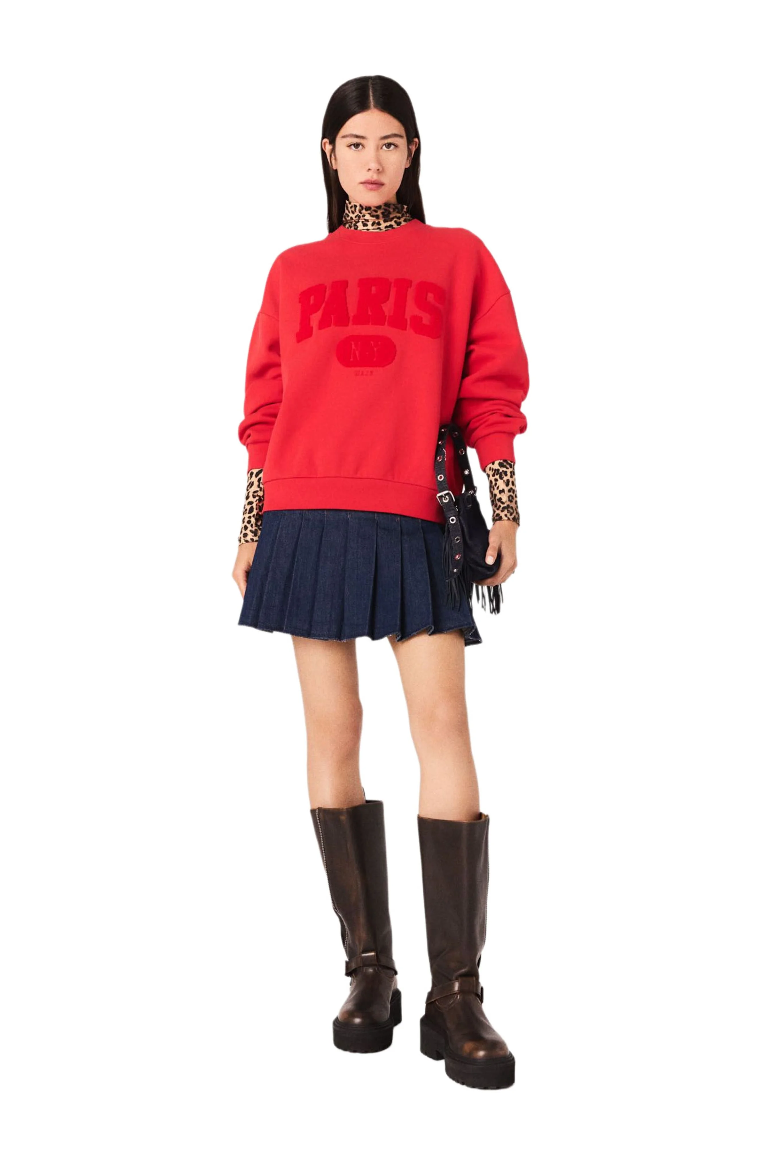 maje Paris New York Lettering Sweatshirt in Red at Nordstrom - 1