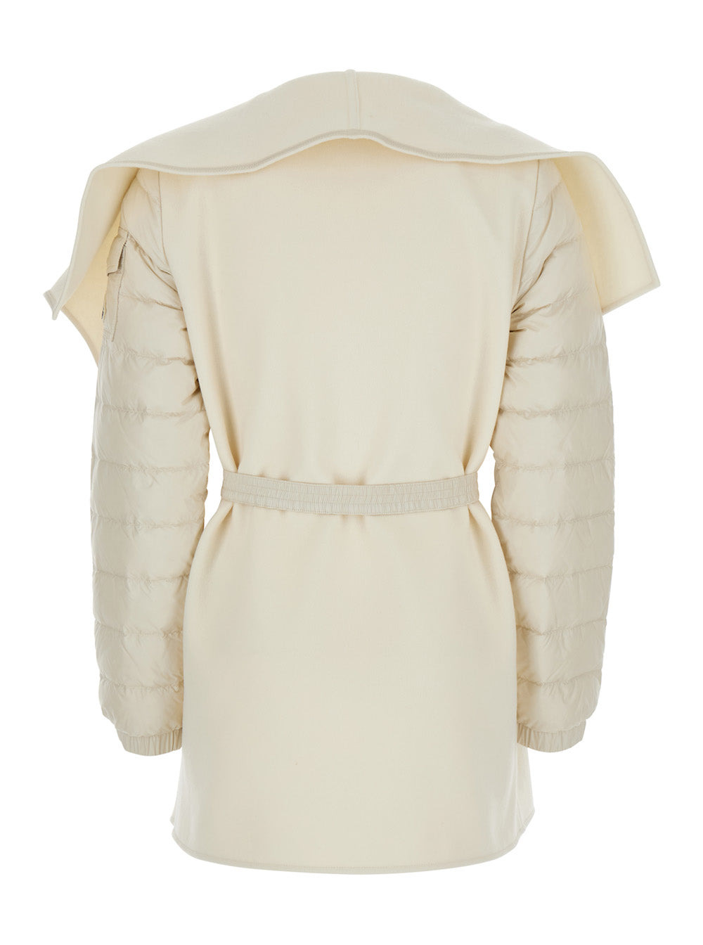 Moncler Women White Cape With Logo Patch On The Sleeve And Waist Belt In Tech Fabric Woman - 2