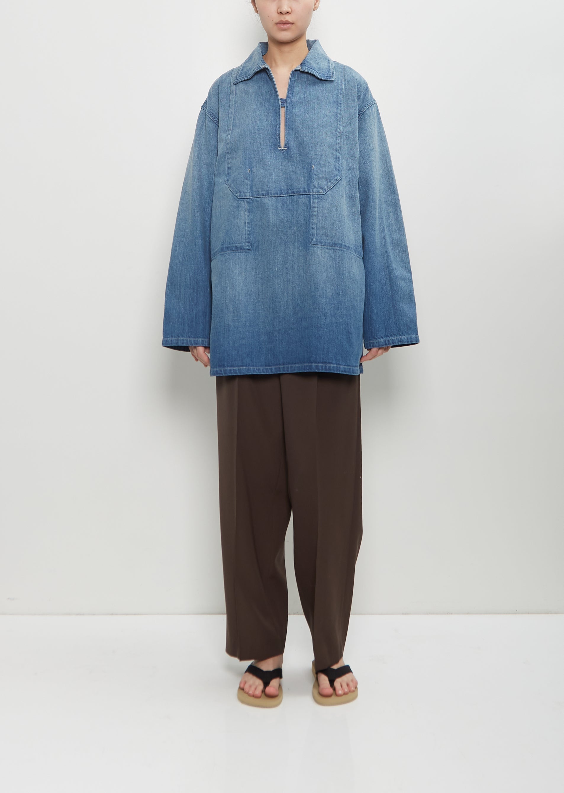 Faded Light Denim Selvedge Pullover Shirt - 5