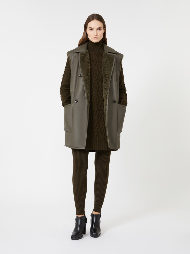 Max Mara AZZURRO1234 Wool and cashmere cable-knit dress outlook