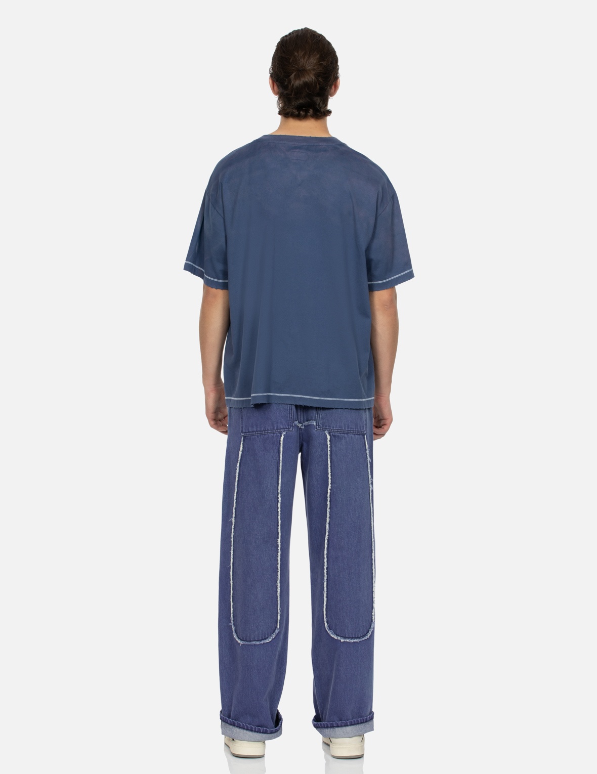 DAICOCK WITH FRINGED EDGES BAGGY FIT WORK JEANS - 5
