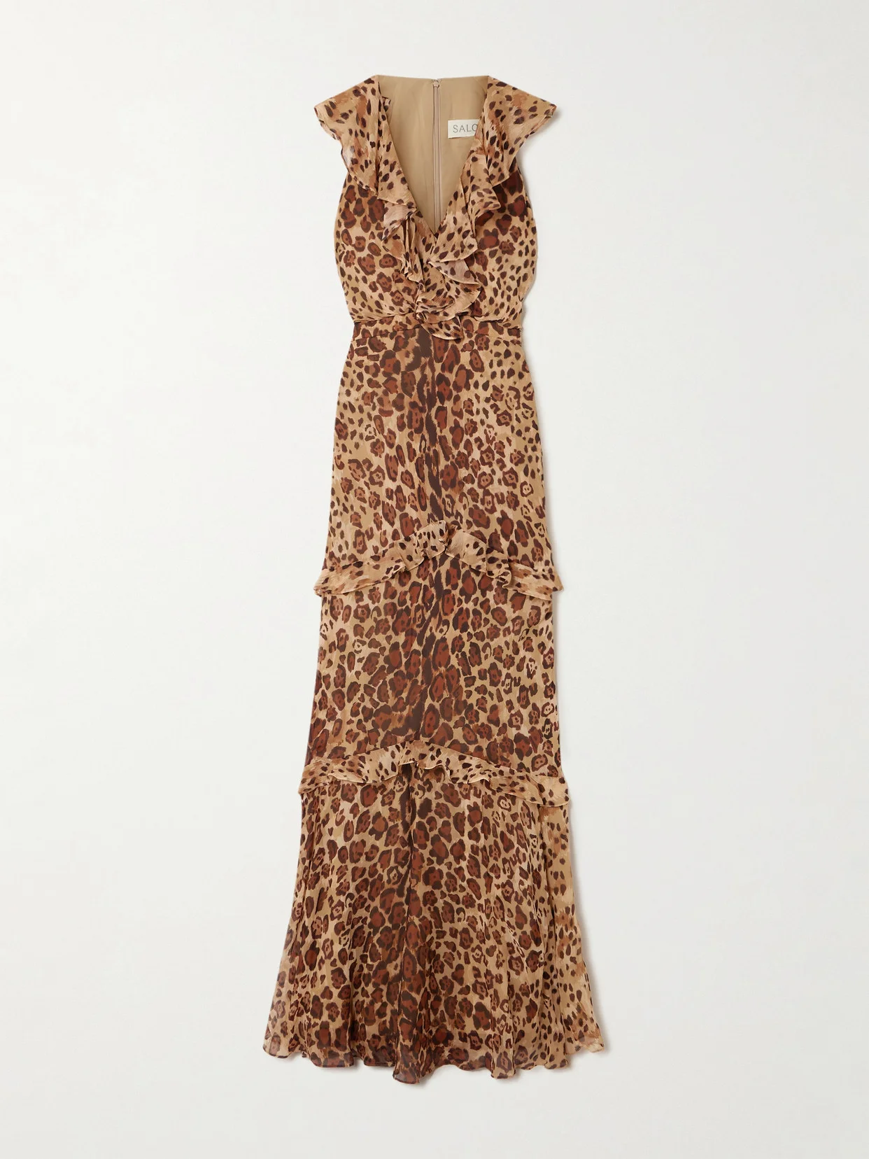 Rita Ruffled Cheetah-print Crepon Gown - 1