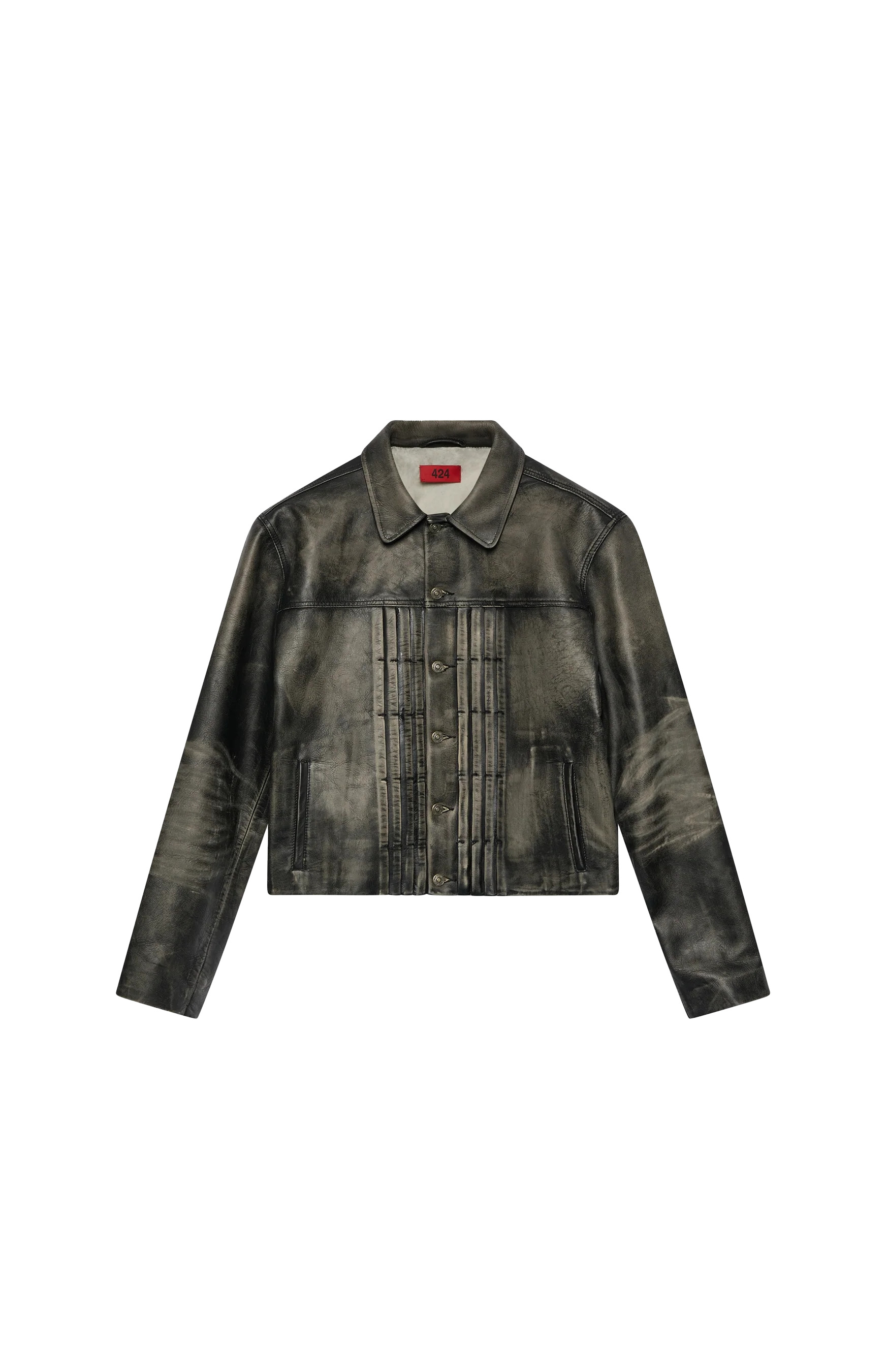424 Leather Trucker Jacket Black - 1