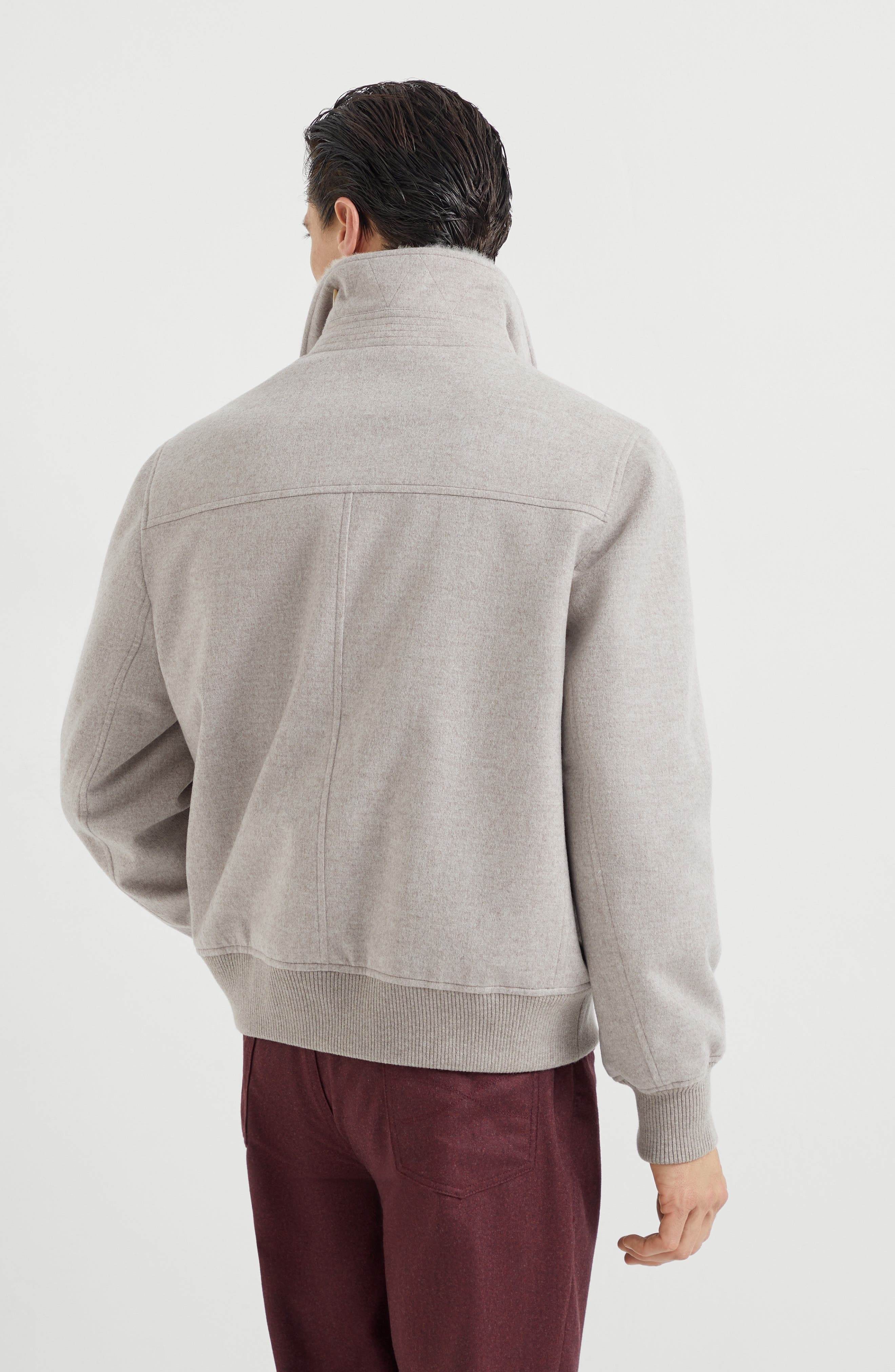 Brunello Cucinelli Cashmere beaver bomber jacket in Bark at Nordstrom - 3