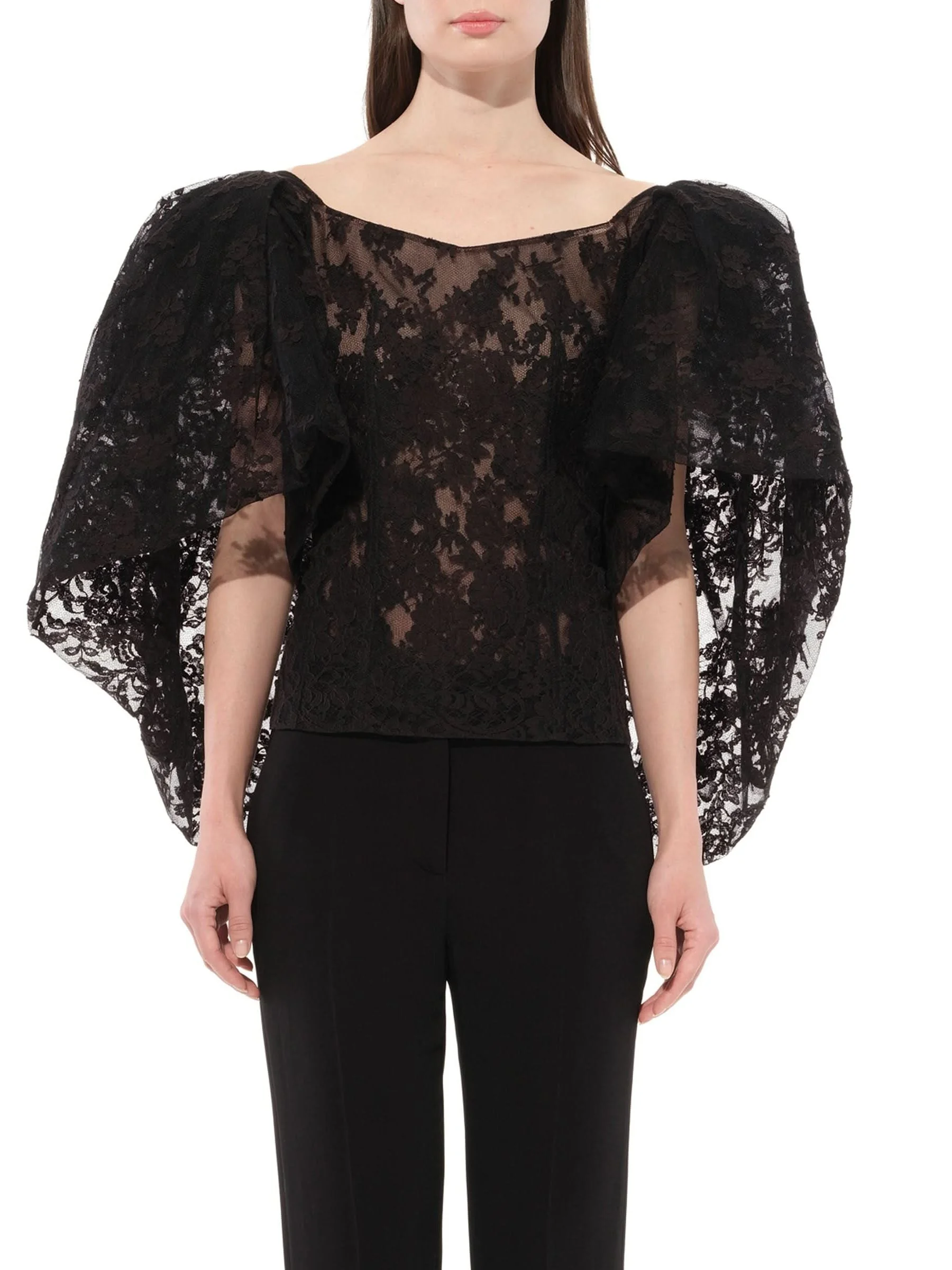 Lace Puffy Cape Corset in Black - 1