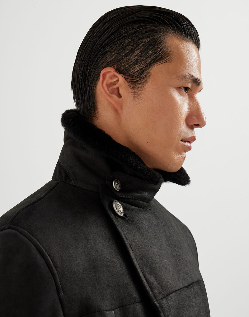 Suede shearling pea coat 3