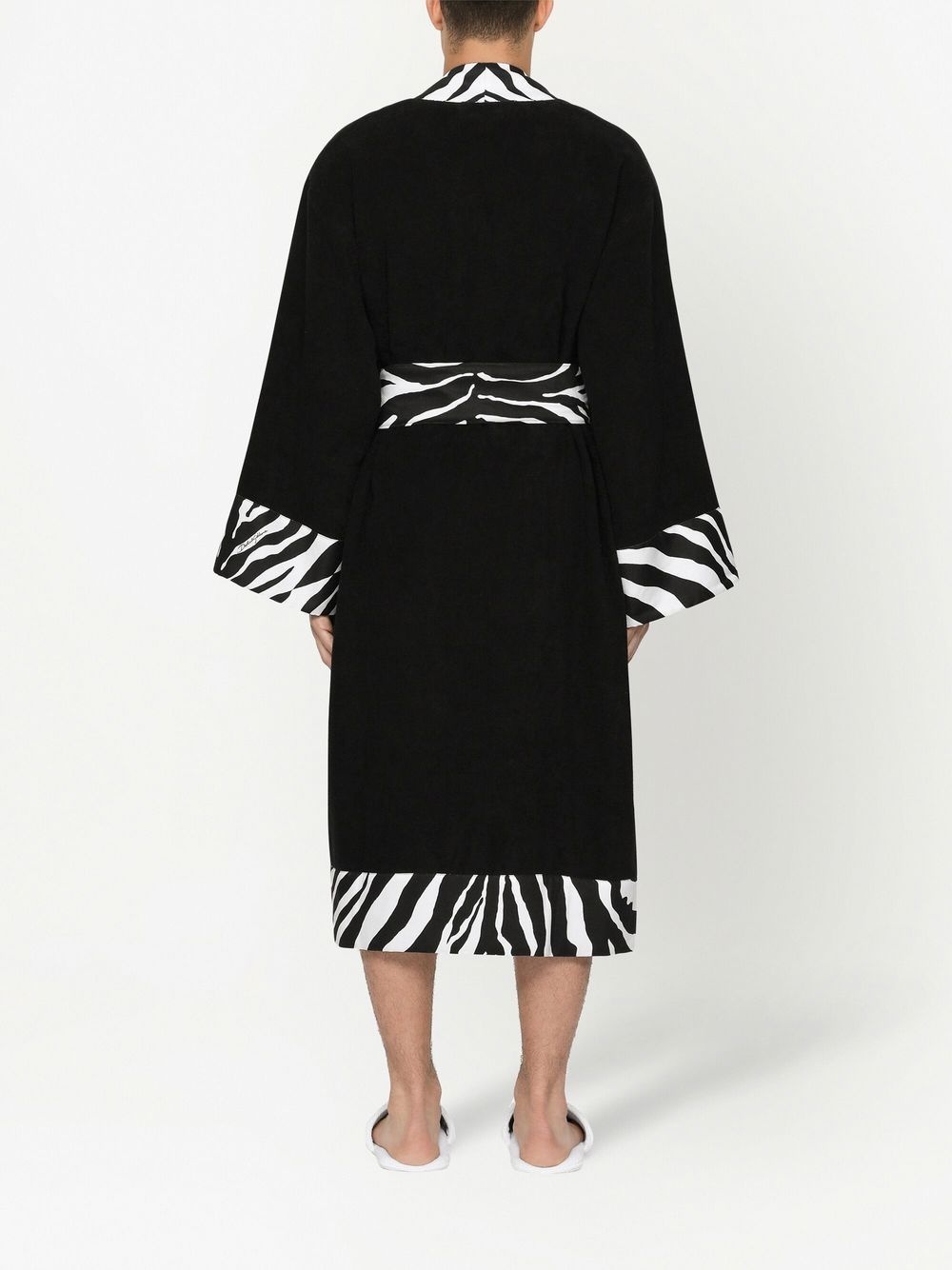 leopard print-trim bathrobe - 4