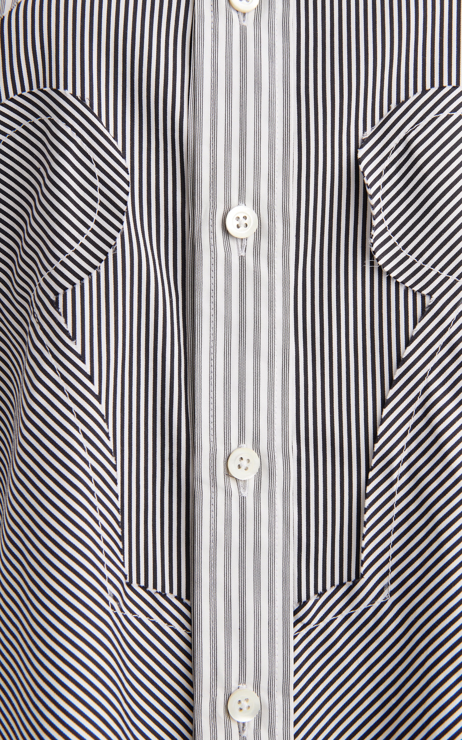 Patchwork Striped Cotton Shirt black/white - 4