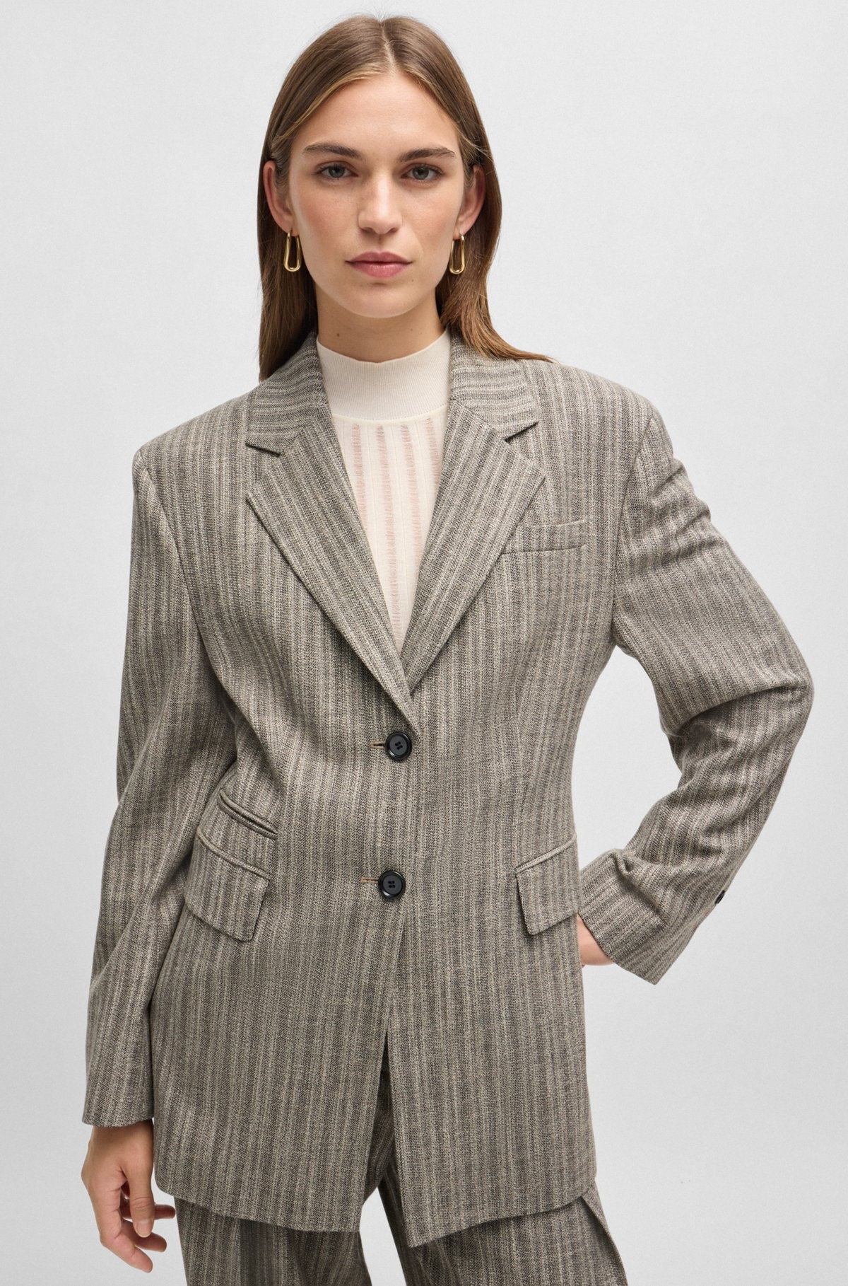 SLIM-FIT JACKET IN STRIPED STRETCH CLOTH - 6