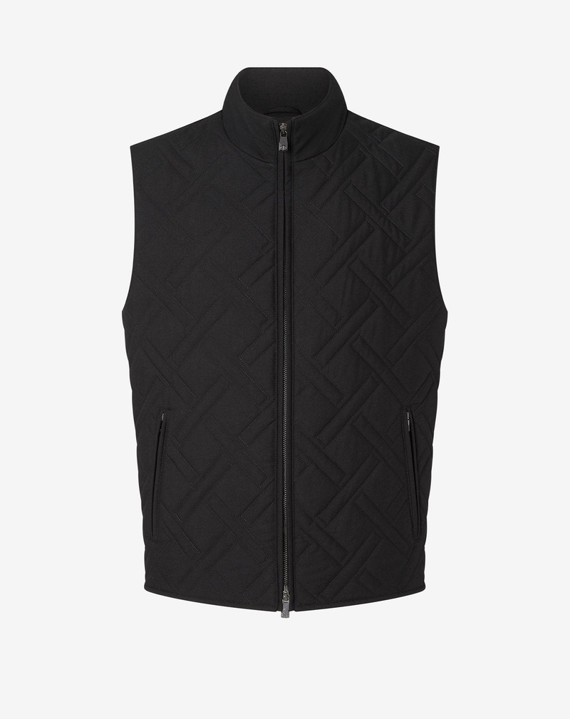 Black padded vest in technical fabric 1
