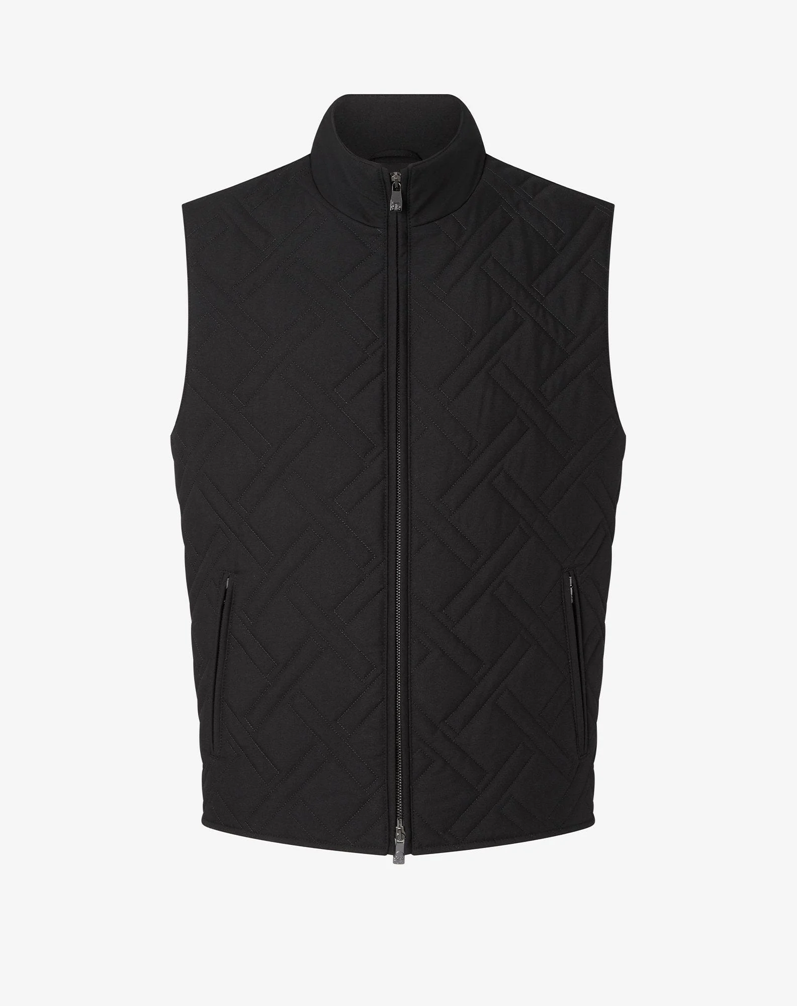 Black padded vest in technical fabric - 1