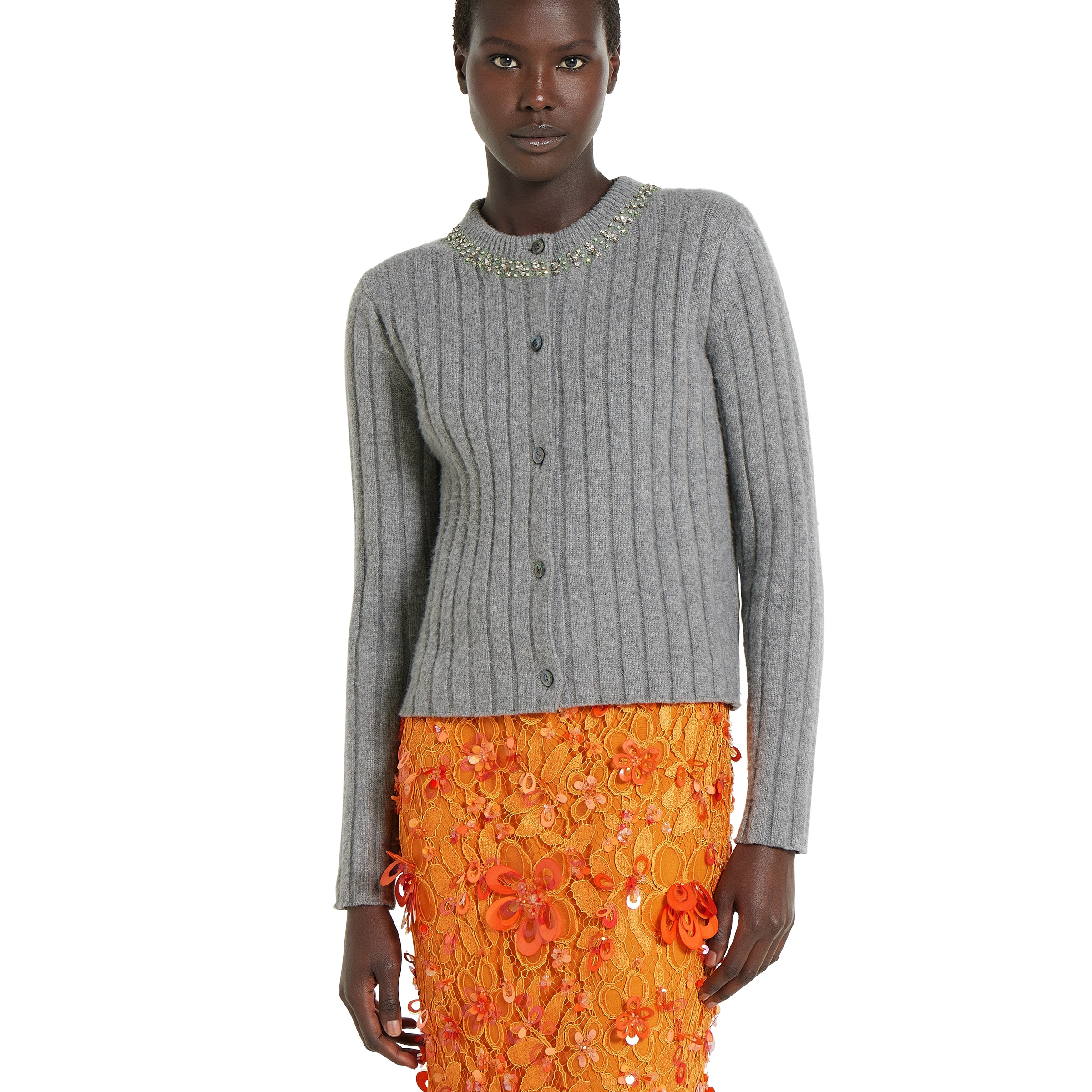 Rib soft wool and cashmere cardigan - 3