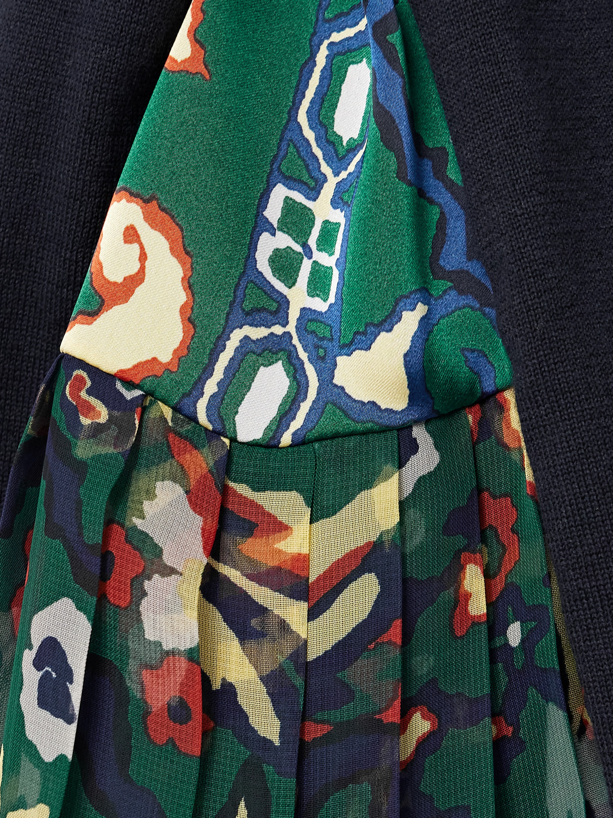 Paneled Cotton, Printed Satin And Pleated Chiffon Cardigan - 4