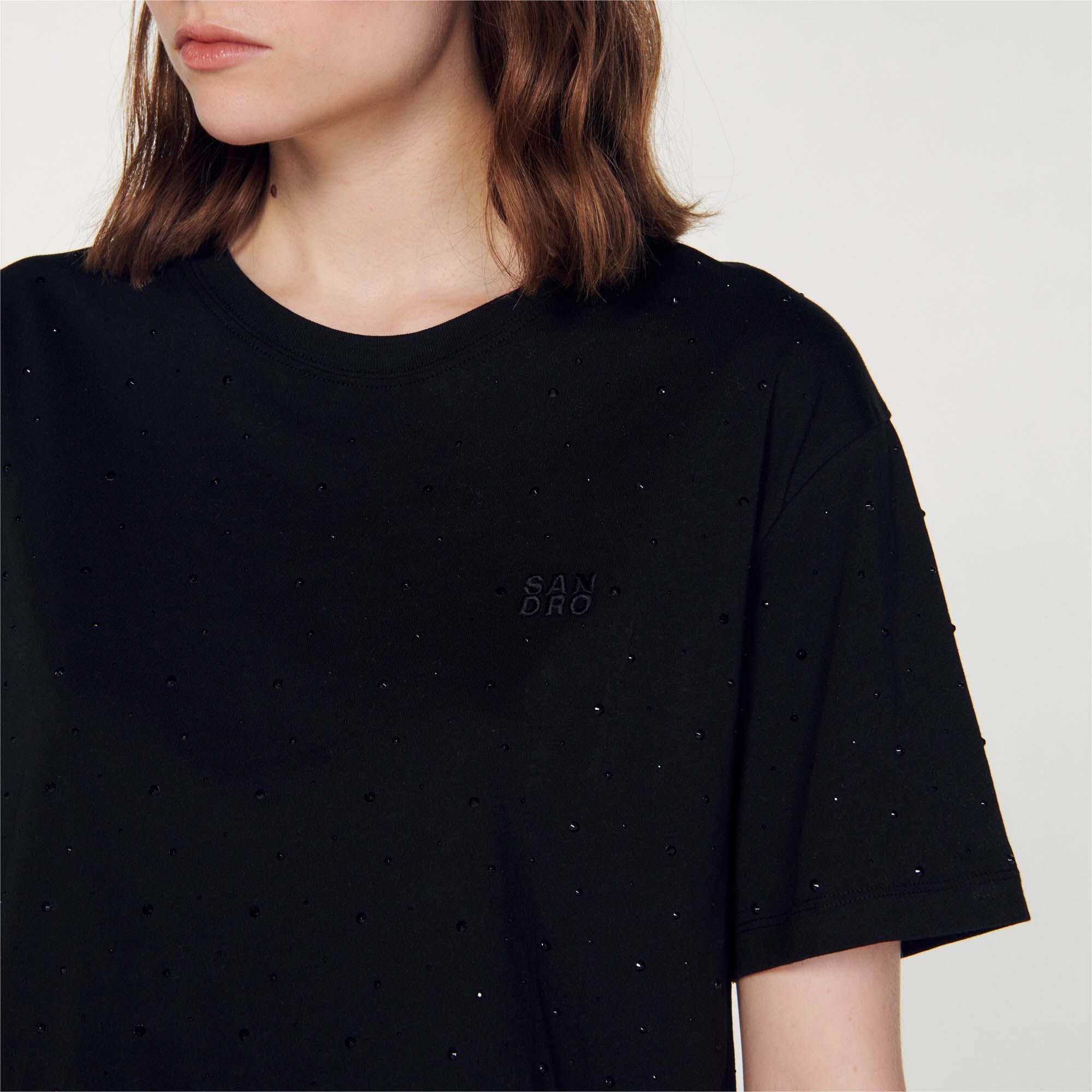 CROPPED T-SHIRT WITH RHINESTONES - 4