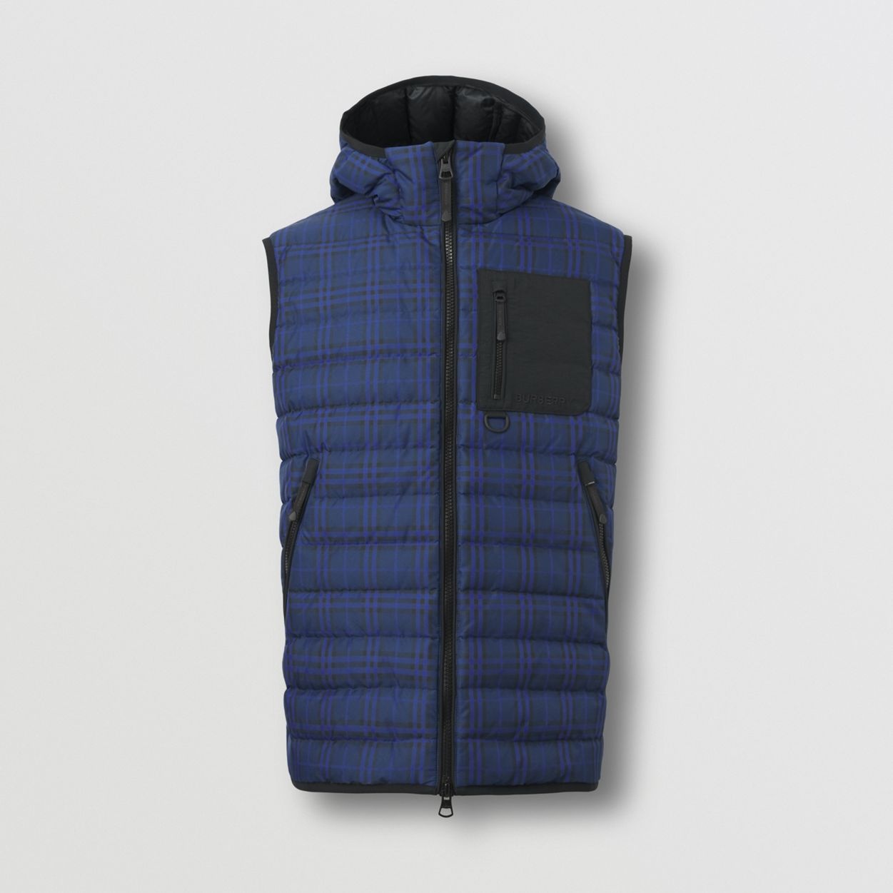 Check Nylon Hooded Puffer Gilet - 4