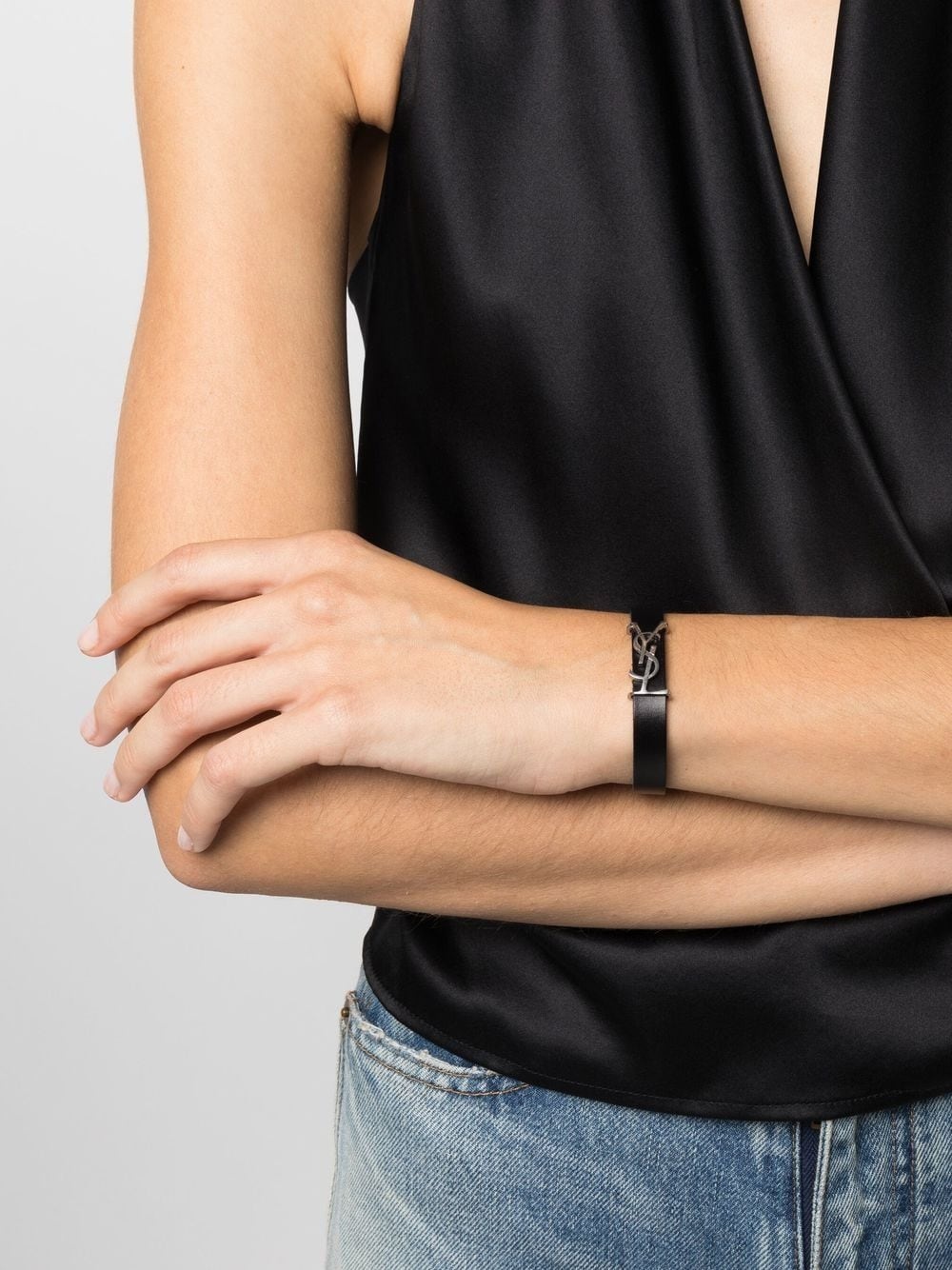 leather logo-plaque bracelet - 2