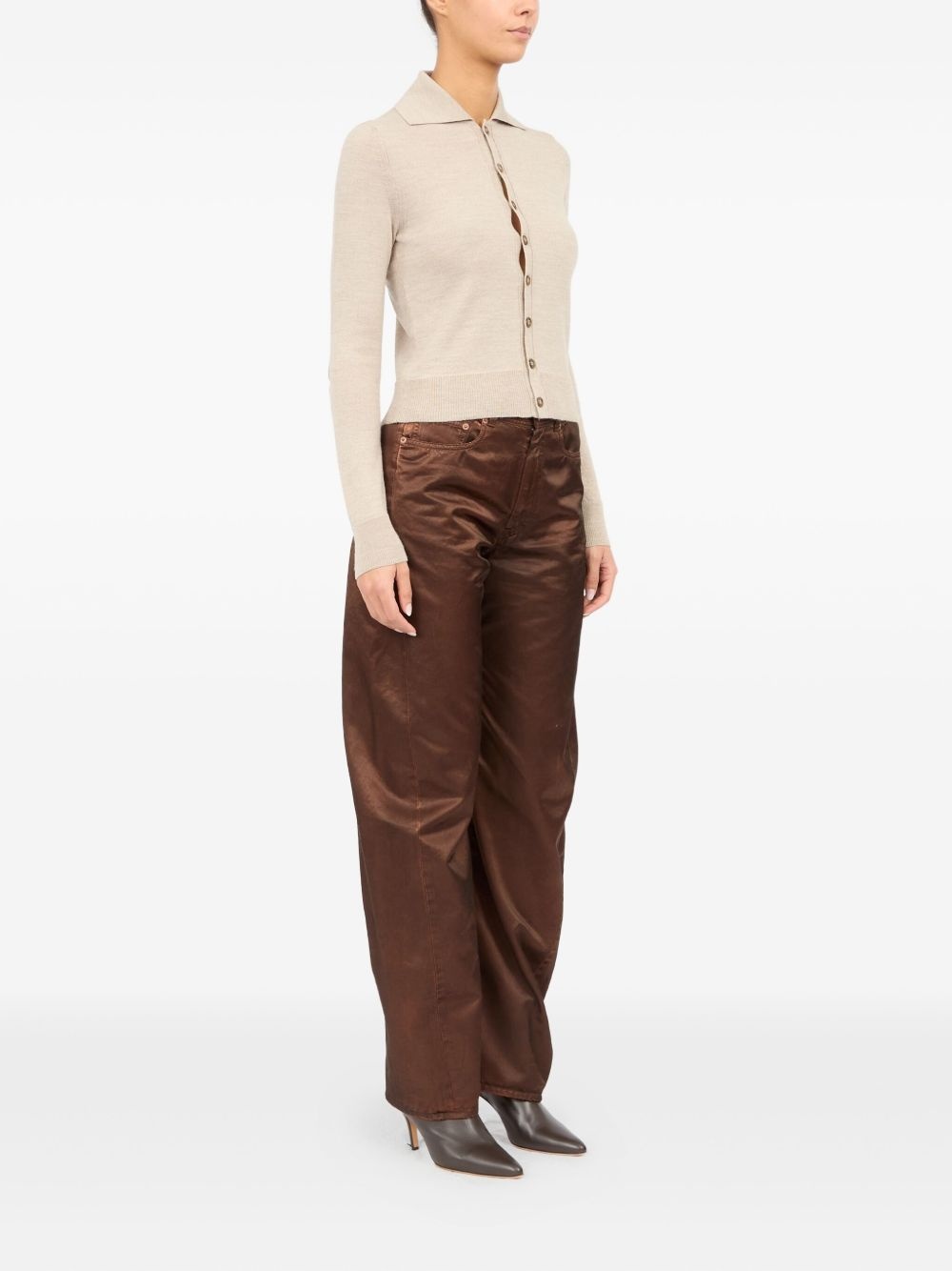 spread-collar cardigan - 3