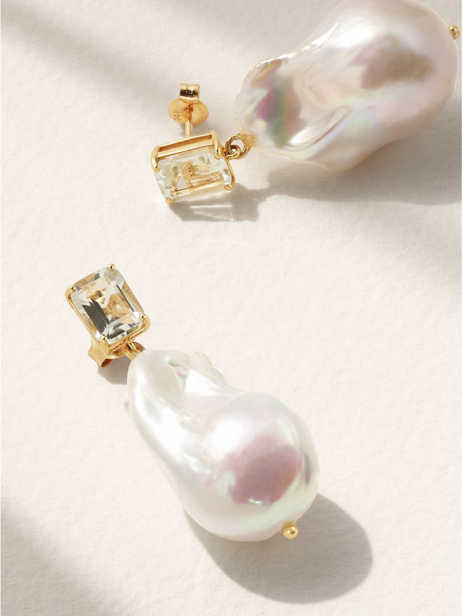 14-karat gold, pearl and amethyst earrings Gold - 3