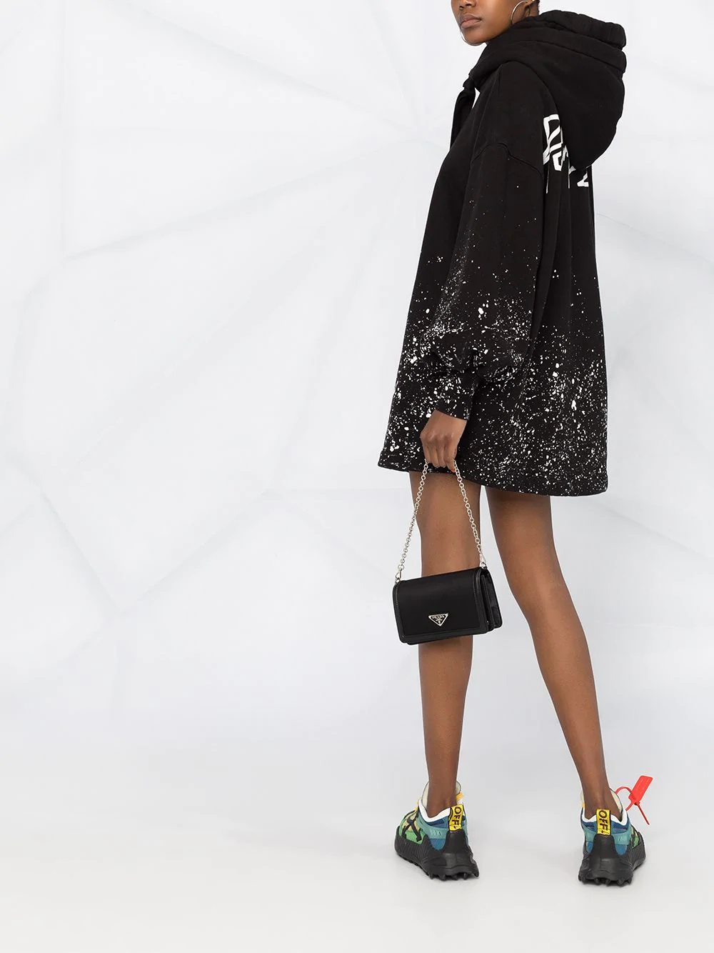 paint-splatter effect logo jumper dress - 6