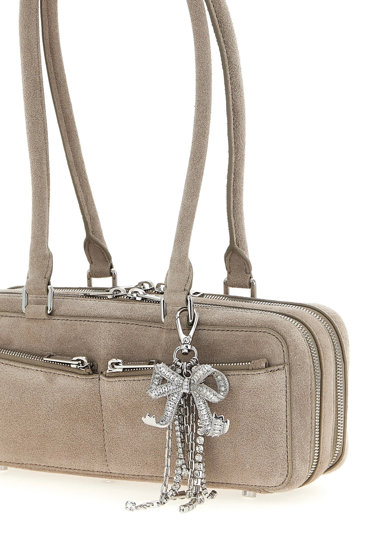 'Tan suede baguette with charm' shoulder bag - 4
