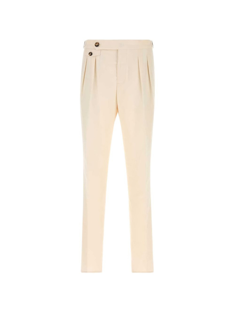 button pleated cotton trousers 1